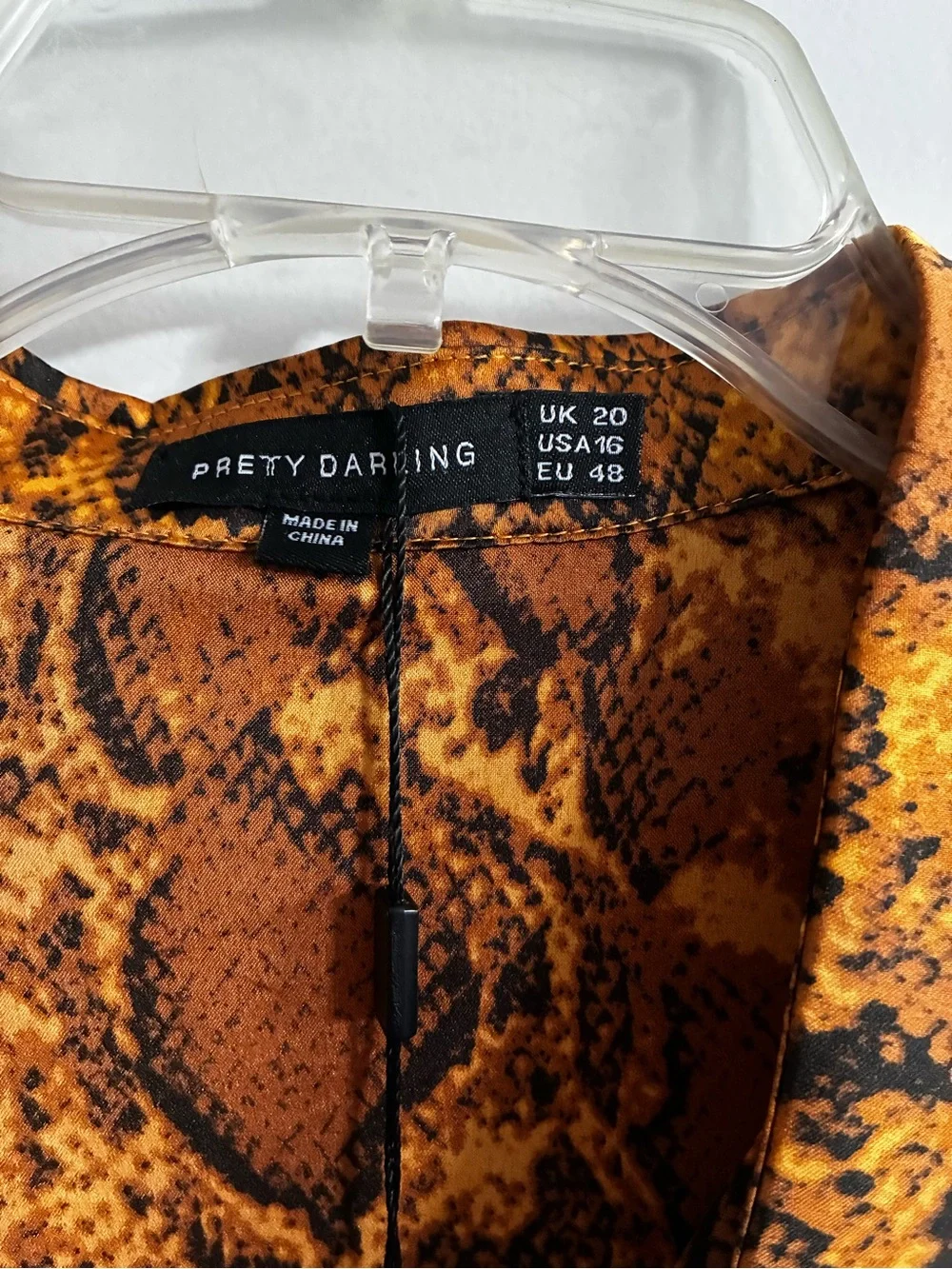Darling Amber Snake-Print Long Sleeve Ruffle-Hem Dress